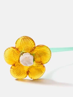 Deko|Deko-HOFF MOUTHBLOWN CRYSTAL FLOWER MUSTARD