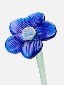 Deko|Deko-HOFF MOUTHBLOWN CRYSTAL FLOWER BLUE