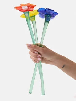 Deko|Deko-HOFF MOUTHBLOWN CRYSTAL FLOWER BLUE