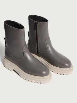 Stiefel Und Stiefeletten-HOFF OFFICE GRAUER LEDERSTIEFEL